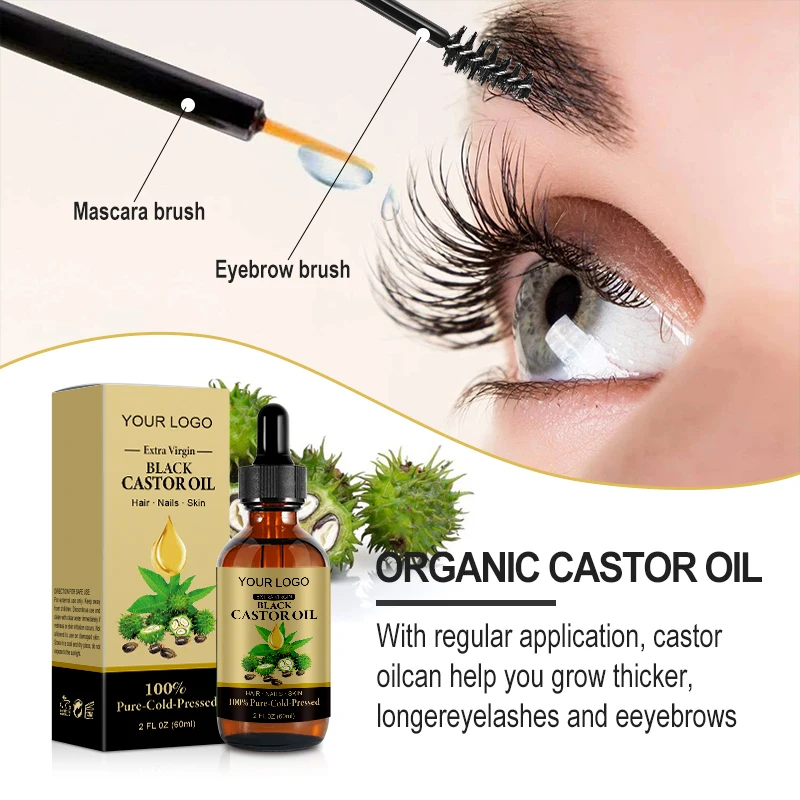 Organic Natural Jamaica Black Castor Oil For Eyelashes And Eyebrows Castor Oil Serum Bulk Cold Pressed Hexane Free Pure
