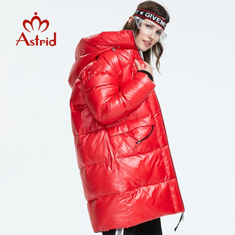 women winter long coat with a fur collar waterproof  down jacket red top color with a hood zipper long coat AR-3003