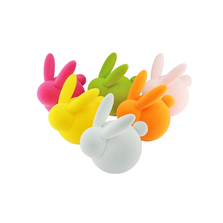 Colorful 18cm Cute Cartoon Bunny Polystyrene Flocking Rabbit Easter Decoration Tabletop Ornament Outdoor Garden Lawn Layout Prop