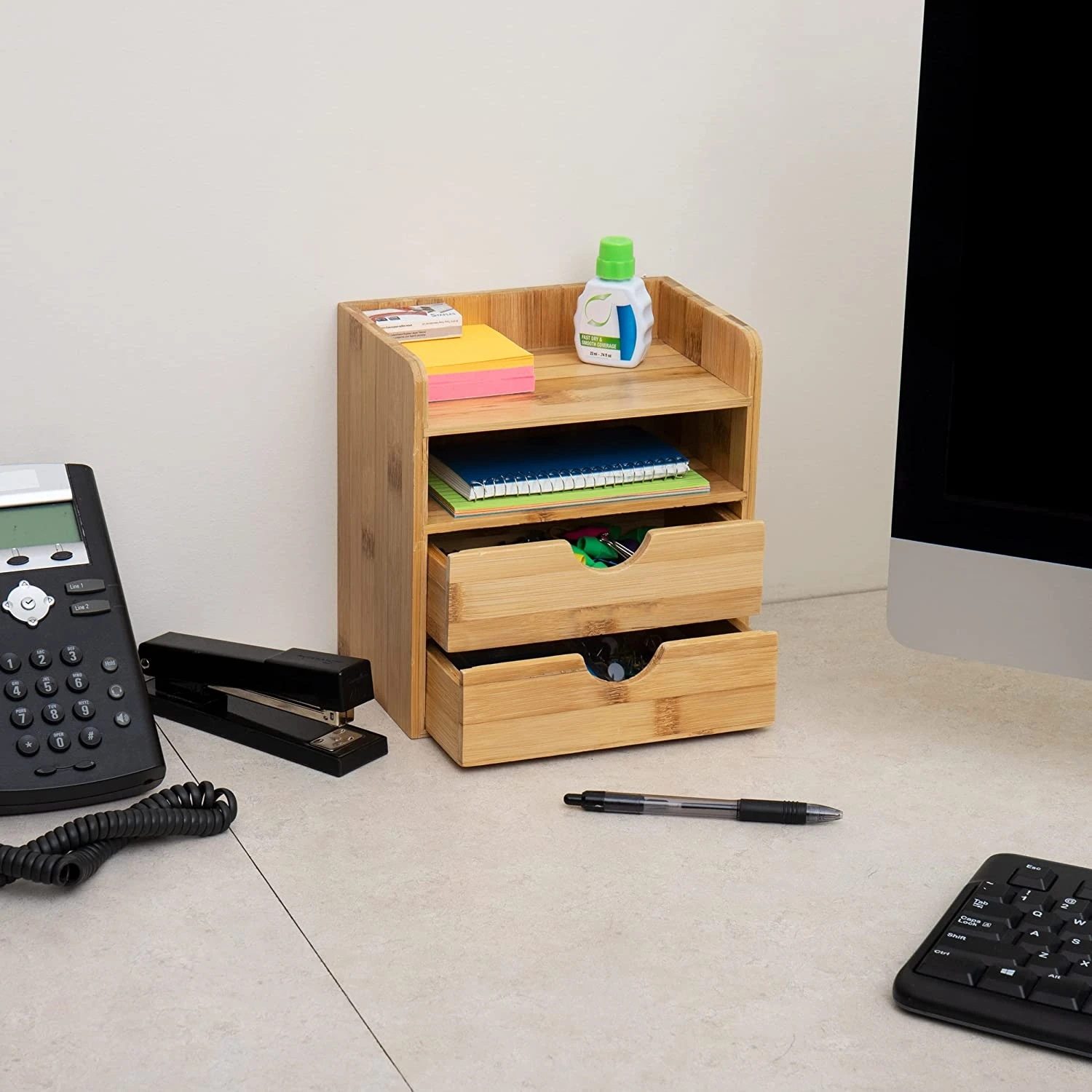 Addreen Wholesale 4-Tier Collection Storage Drawers Bamboo Office Desktop Organize