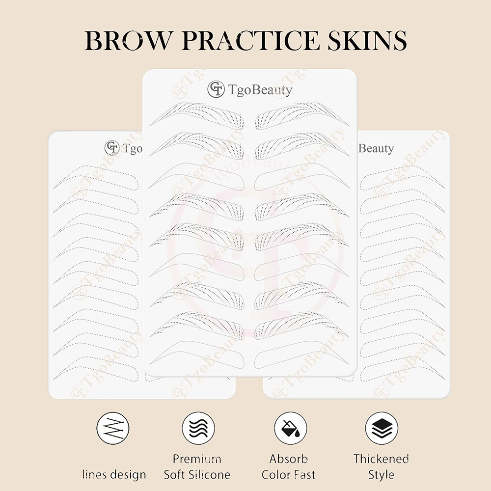 Newest Design Brow Microblading Practice Skin Silicone White Eyebrow PMU Tattoo Practice Skin for Hair Strokes