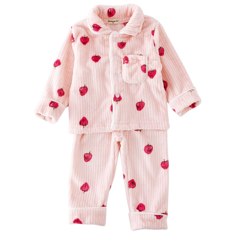 
Wholesale Children Pajamas Sets Cartoon Printed Doule Side Flannel Sleepwear Sets For Winter 