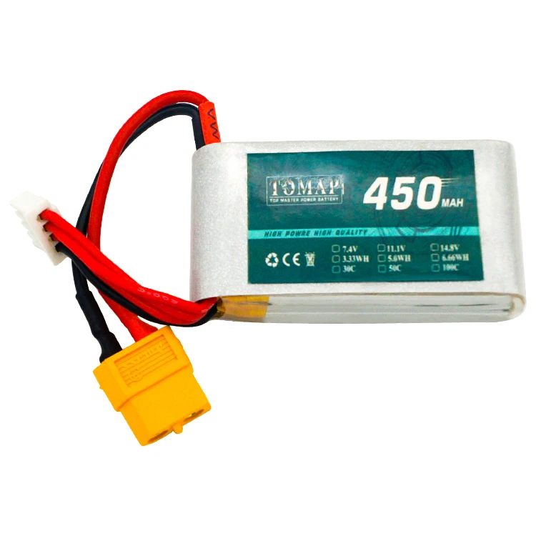 
China factory small 2 cell 7.4V 3s 11.1v 450mah 500mah 25c 30c rc lipo Li-ion polymer battery 