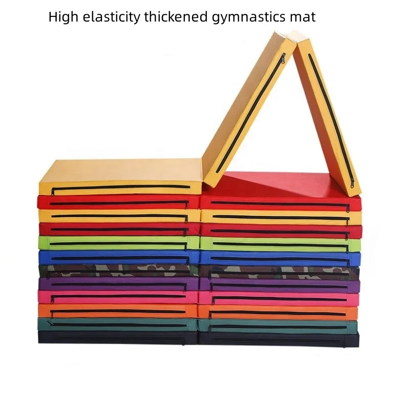 Folding Gymnastics Mat 5cm Thick PU Canvas PVC Foam 4m Length for Dance Practice Fitness Yoga Sit-ups Somersault Training