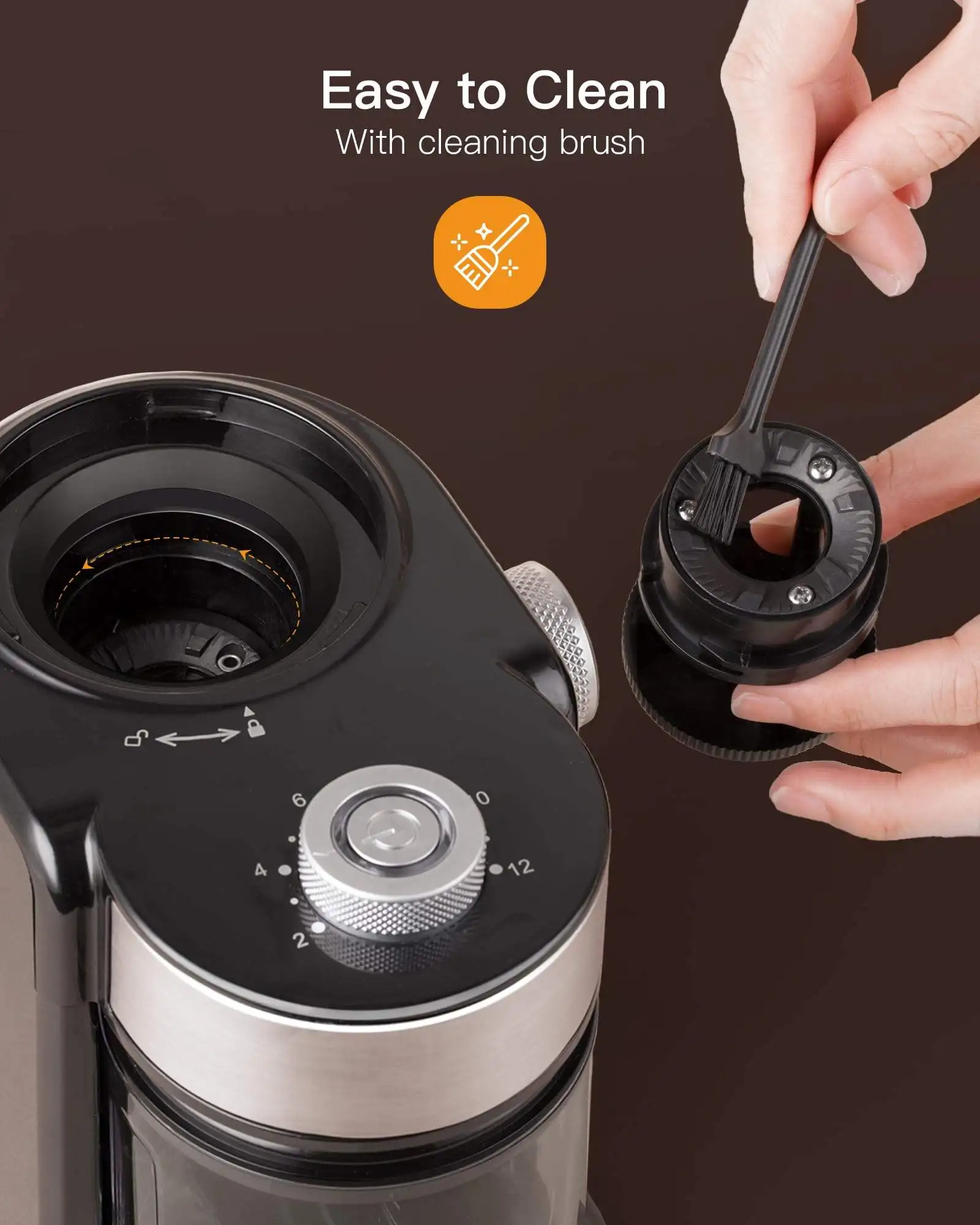 18 Precise Grind Setting Adjustable Burr Mill  Conical Coffee Grinder Electircs Press Espresso Grinder