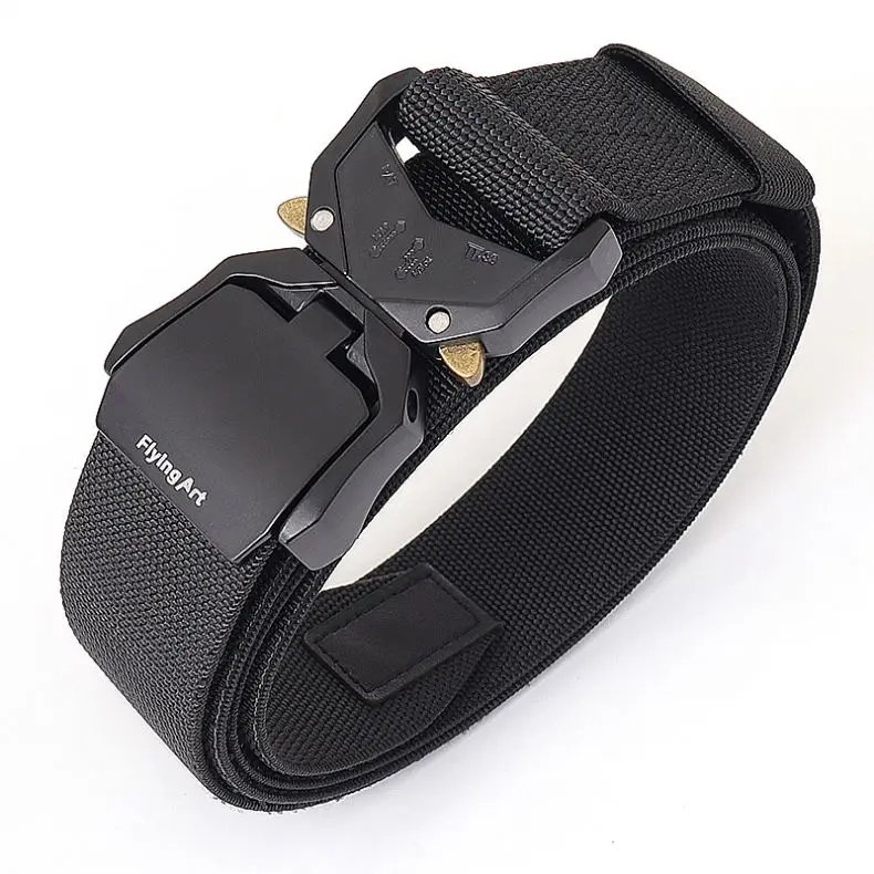 Hot-selling aluminum alloy buckle nylon belt outdoor personality tail elastic double-layer quick release cloth belt
