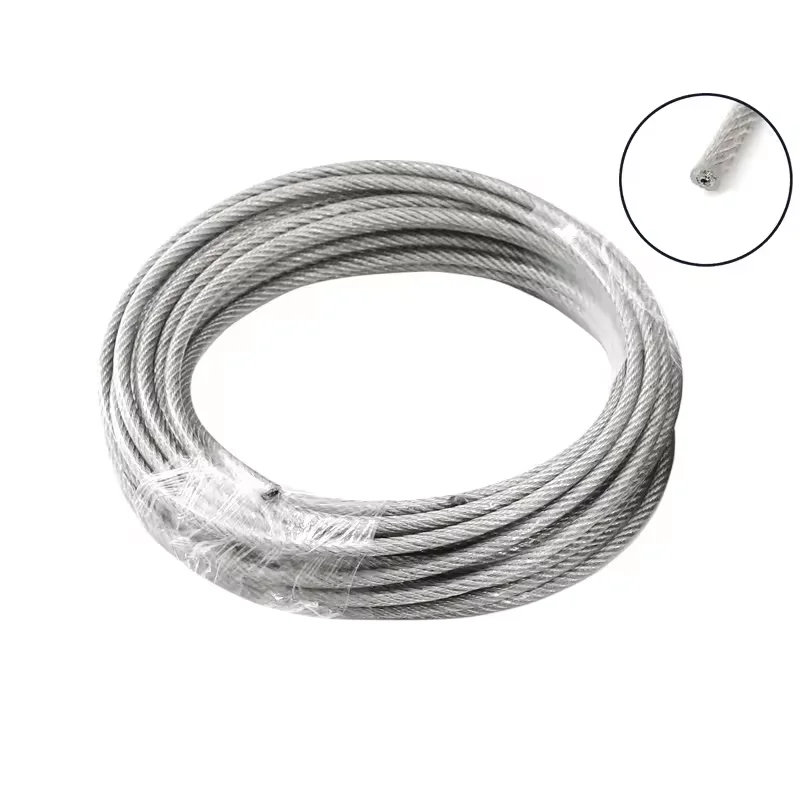 PVC Plastic Coated Stainless Steel 304 Wire Rope 5mm Cable Flexible Fishing Wire Accessory Cable 7*1