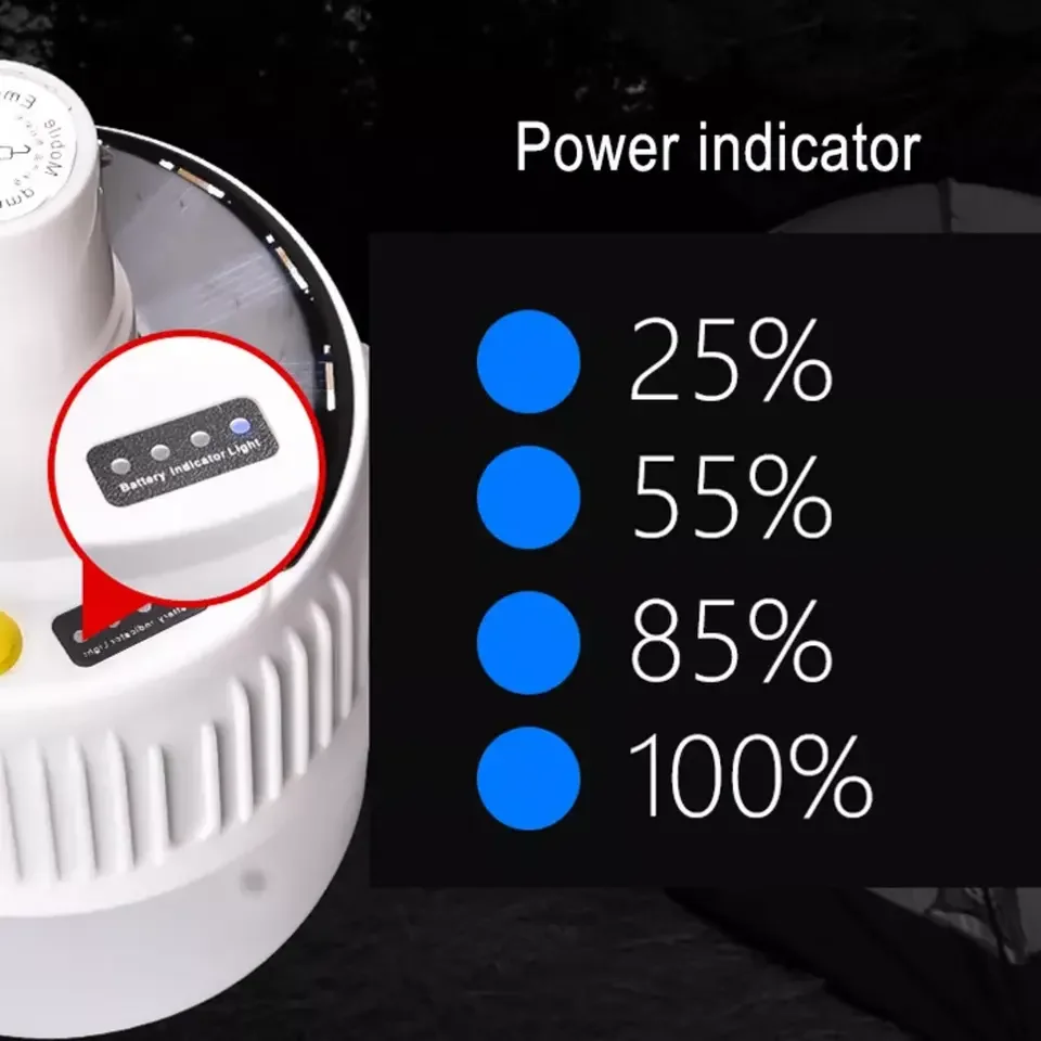 Waterproof Round Tent Table Hanging Lamp USB Charging Portable Outdoor LED Rechargeable Battery Solar Powered Camping Luminaire