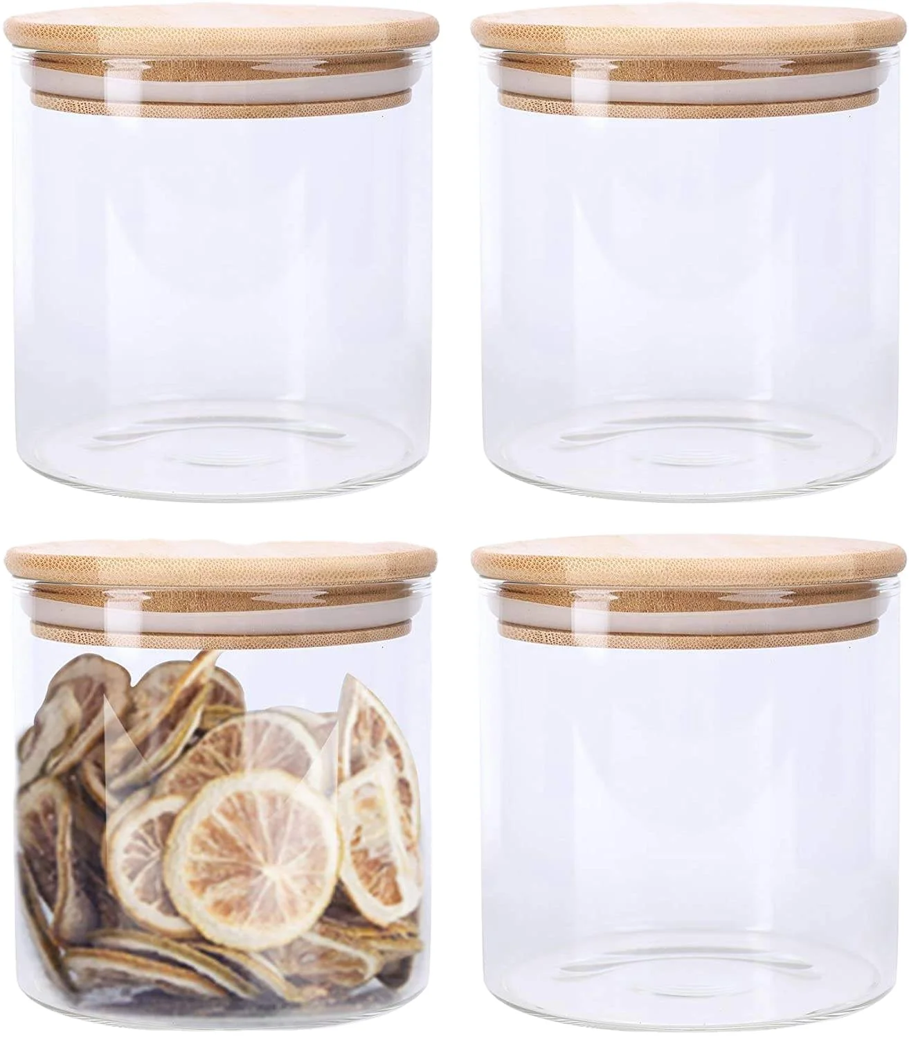 More Specifications Handmade High Borosilicate Airtight Kitchen Glass Storage Jars with Wood Lid Glass Canister for or candy coo