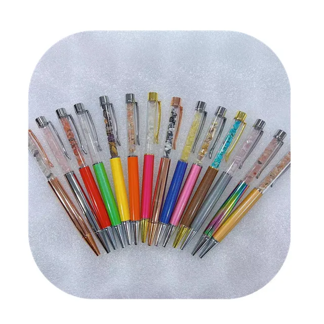 Office Supplies Natural Crystals Gravel Crafts Wholesale Healing Gemstone Mix Quartz Crystal Chips Ballpoint Pen for Gift
