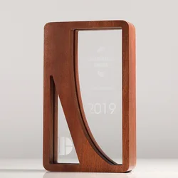 crystal logo custom crystal trophy Desk decoration The sitting room place award trophy Solid wood trophy glass award