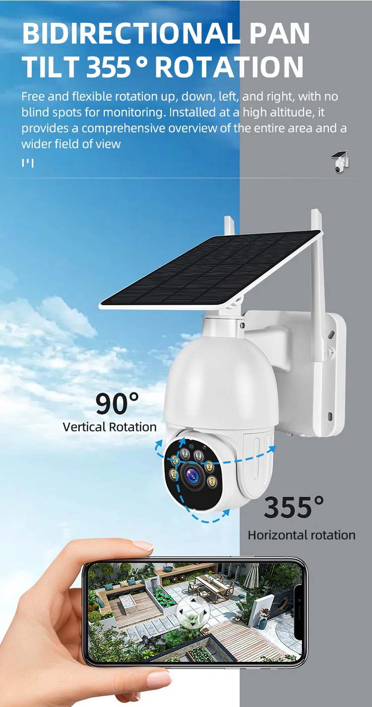 Solar Panel Battery Lights CCTV Surveillance Camera WiFi 2.4GHz Solar Camera 1080HD  PIR motion sensor camera