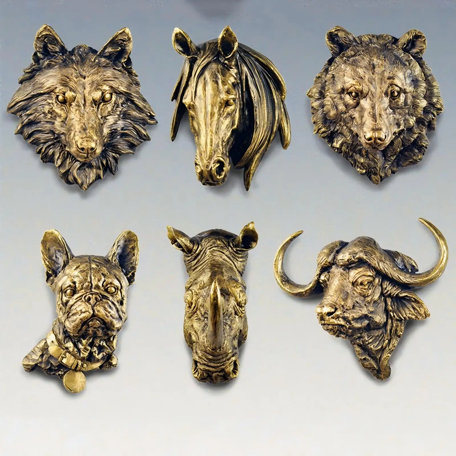 Lion Head Decorative Sculpture wall art Glass Fiber Reinforced Plastic Animal Model Home Decoration