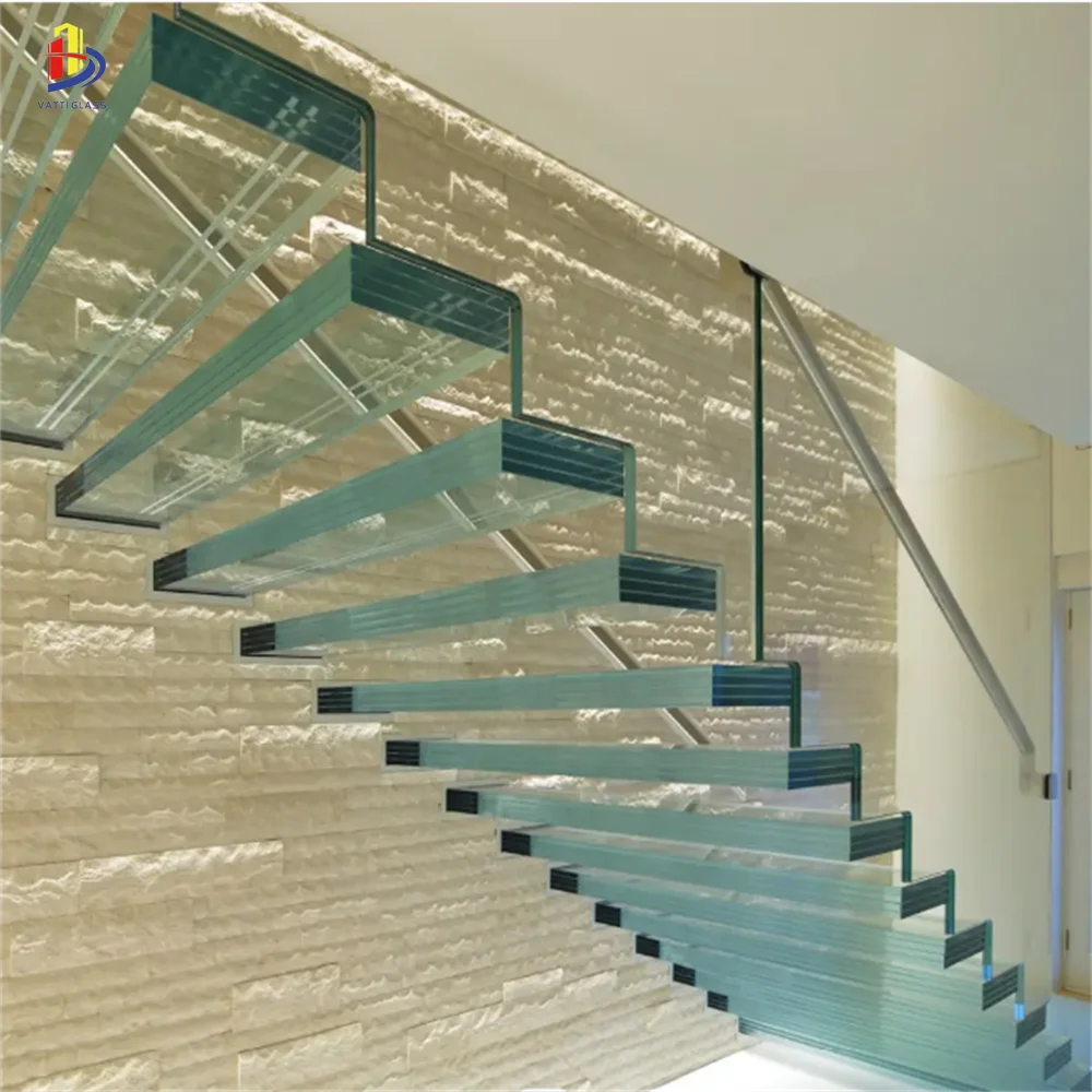 New Design Anti Skid Flooring Glass Anti Slip Temped Glass Stair Step