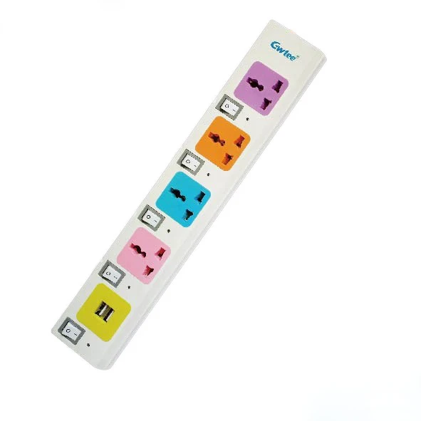 GT-6223 10A 250V 5 gang универсальный сетевой фильтр, USB Электрический разъем, розетки