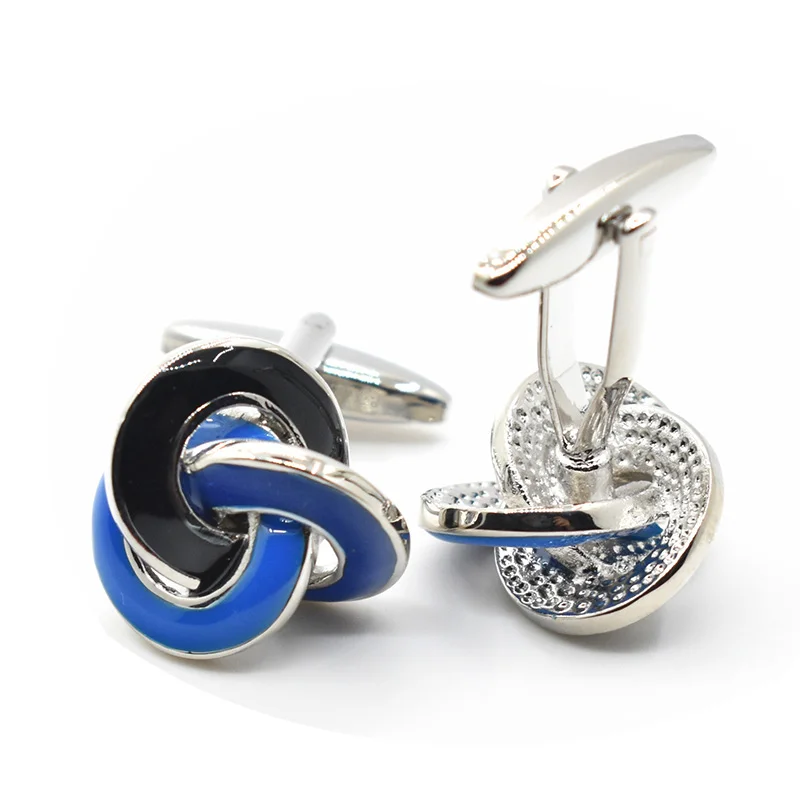 Wholesale New Arrival Blue Love Knot Premium Cuff links Custom Mens Unique Business Suit Shirt Wedding Tuxedo Trendy Cufflinks