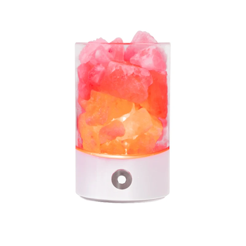 M2 Himalayan crystal salt lamp portable desktop mini LED salt lamp release negative ions to purify the air bedroom living room