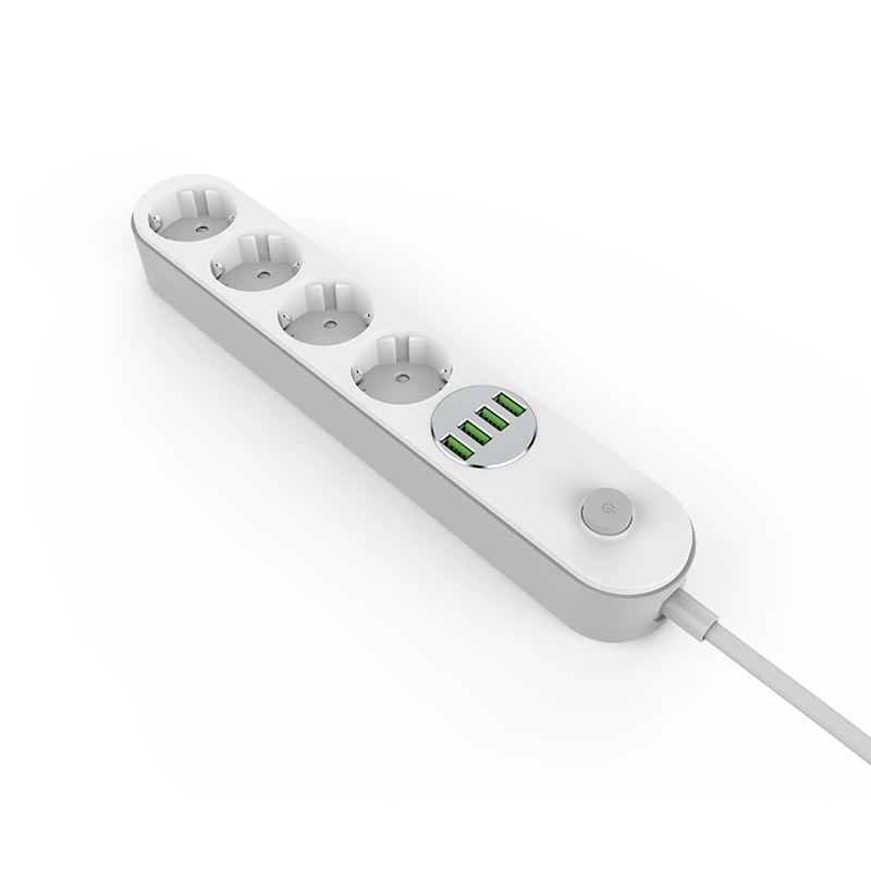 LDNIO SE4432 EU Plug 4 USB Outlet 4 AC Charger Adapter Extender Strips Surge Protector Lead 2m Cable Power Strip Socket