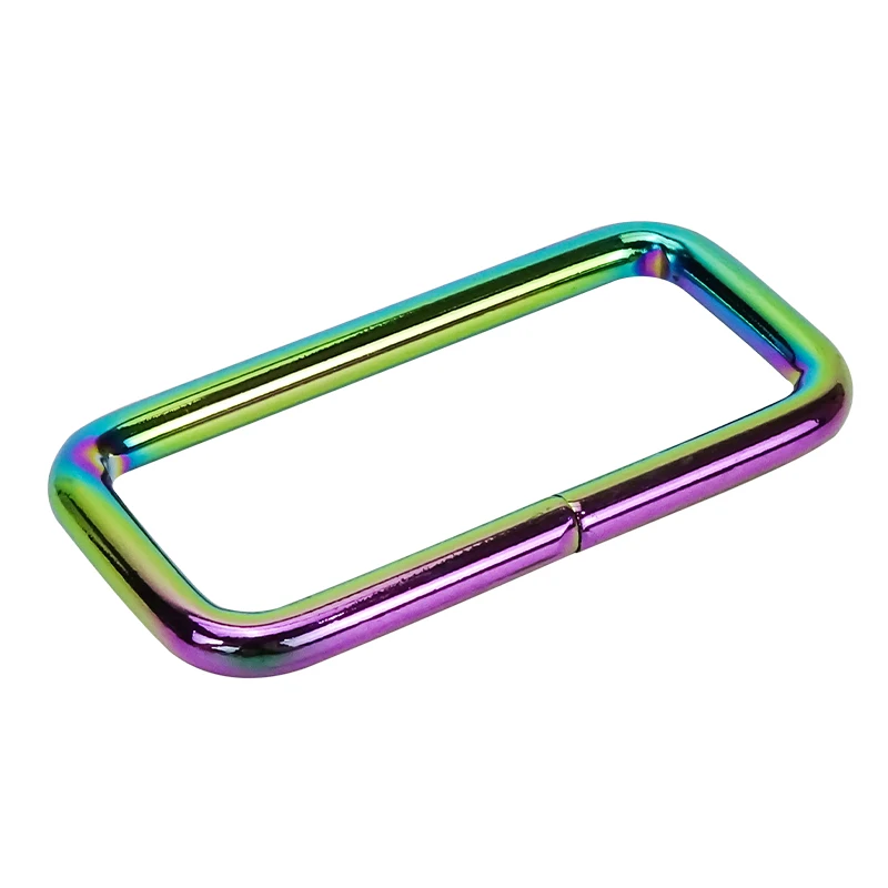 Ring Buckle Square Custom  Hardware Snap Hook Buckles For Handbags Purses Bright rainbow colors 29.7*60mm