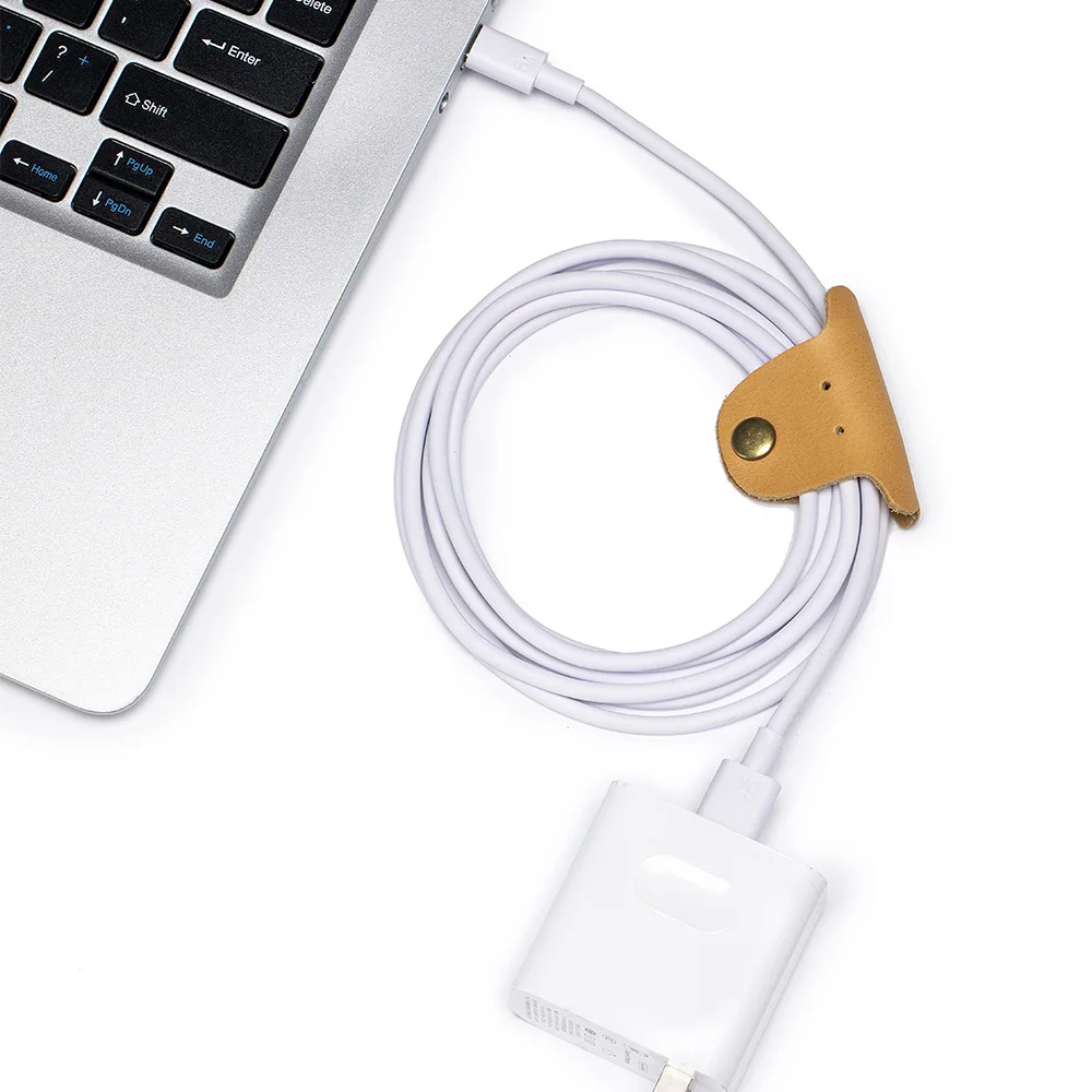 Leather Cable Straps Ties Cable Organizers Cord Management for Organizing USB Cables Headphone Wires
