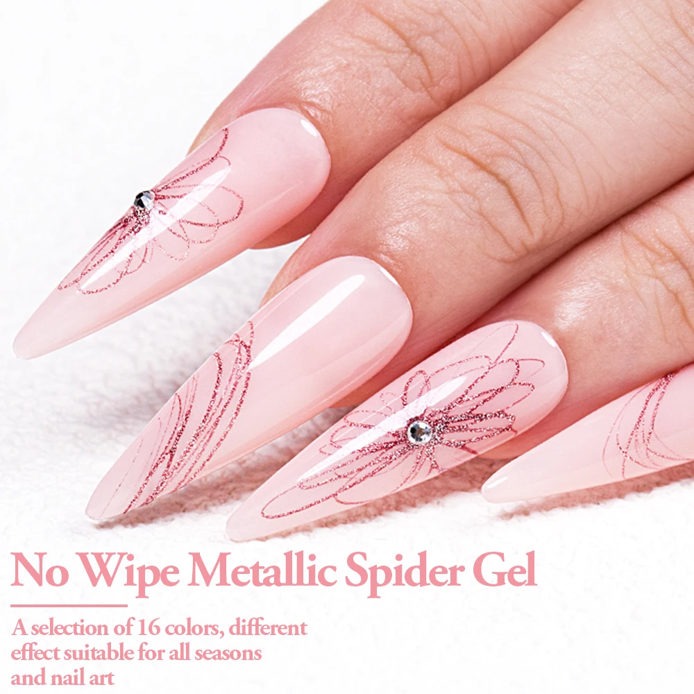 BOZLIN New Arrival No Wipe Drawing Painting Gel Nail Polish OEM Metallic Spider Nail Gel Private Label Glitter Spider Gel Polish