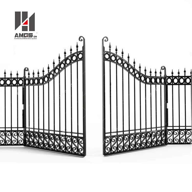 
Paint Powder s Coating Customized Main Door, Decorative External Modern Design House Entrance Wrought Iron Gate 