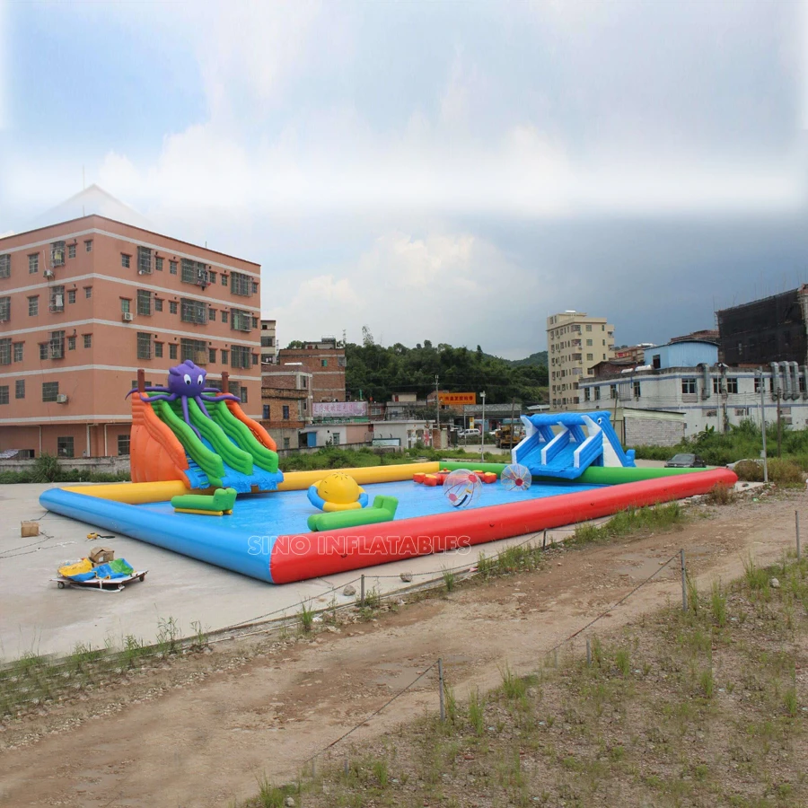 25x20m kids N adults large inflatable swimming pool combined with water park equipments from China Inflatable manufacturer