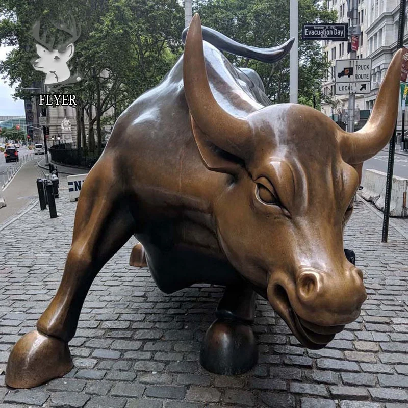Garden decoration metal art life size street bronze bull statue sculpture