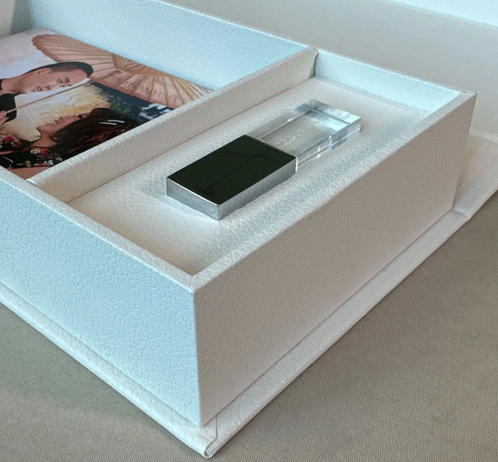 Custom 4*6 5X7 6*8 inch prints Special Paper Wedding Foto Album Photo Linen PU leather Box USB Flash Drives Gift package Box