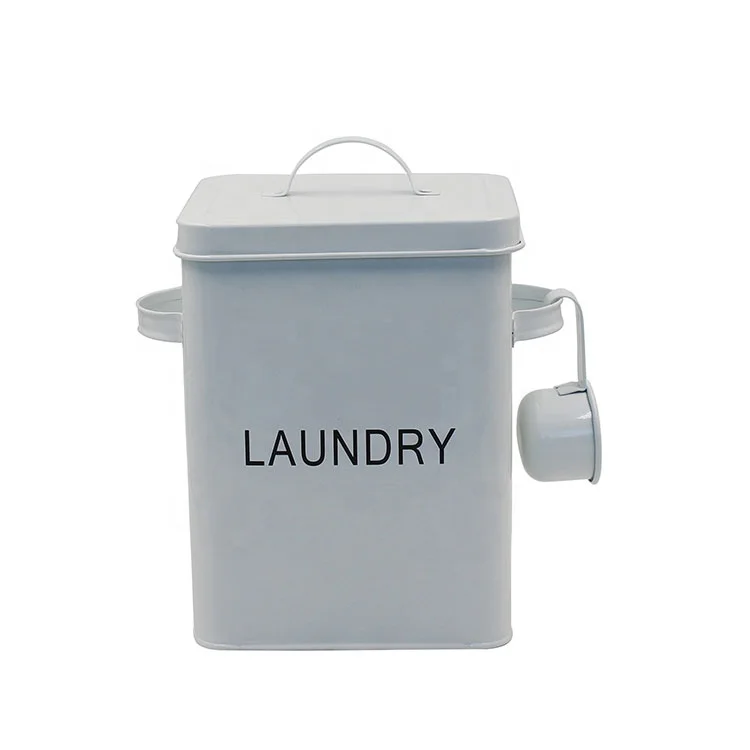 White Farmhouse Laundry Room Laundry Detergent Powder Storage Tin Box
