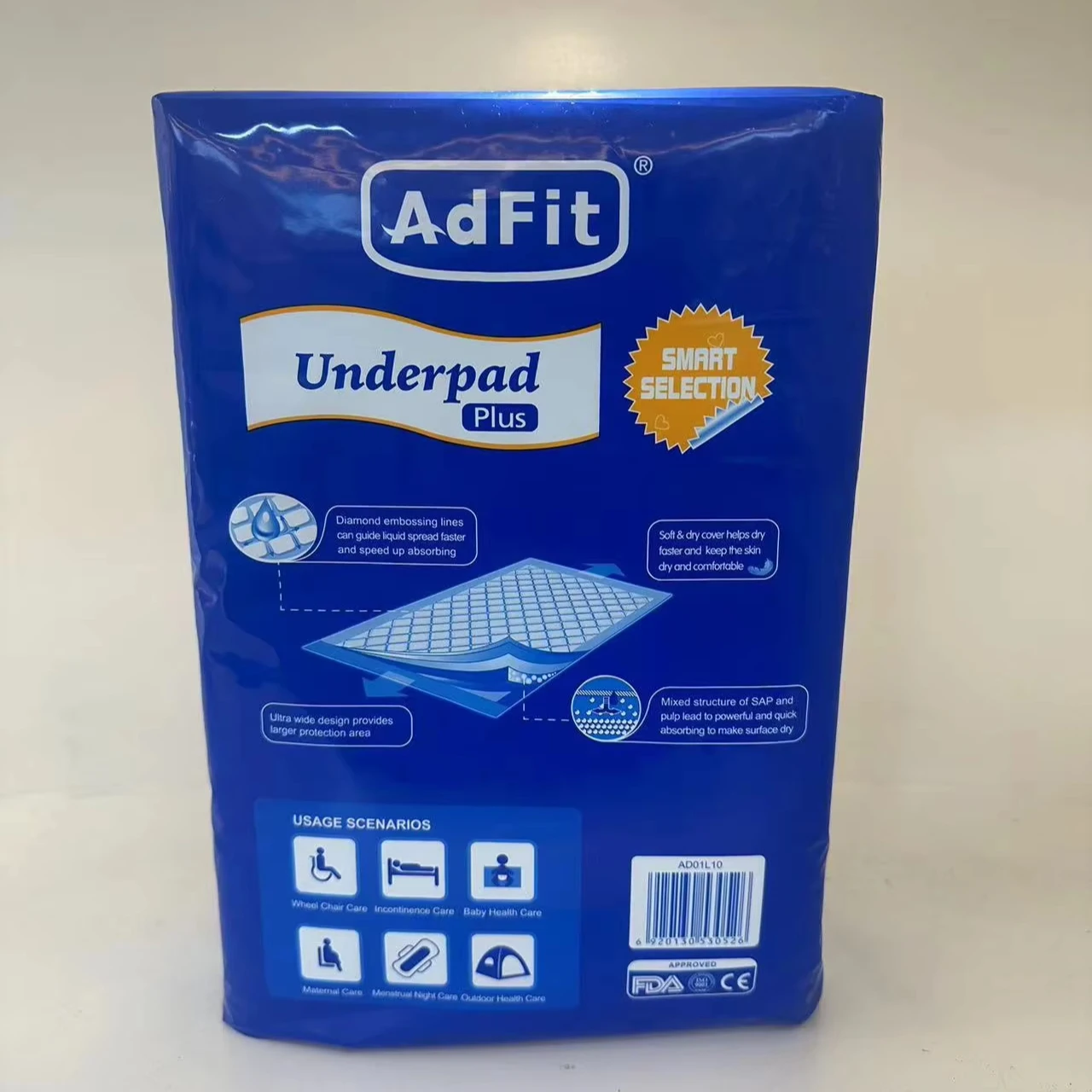 Adfit Disposable Adult Baby Sheet Roll Keep Dry Carbon 60X40 Medical Absorbent Underpad