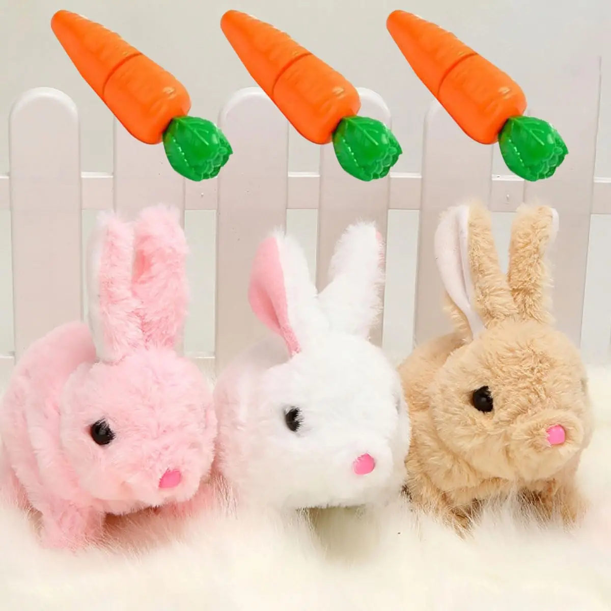 Interactive Bunny Rabbit Plush Toy Twitching Mouth and Nose Interactive Electric Animals Plush Gift For Kids