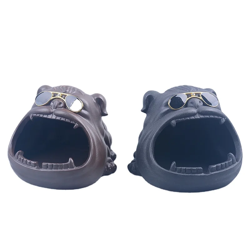 Ceramic Decorative Windproof Large Ashtray , Bully Dog Ash Trays for Cigarettes, Outdoor Ashtray for Home Office