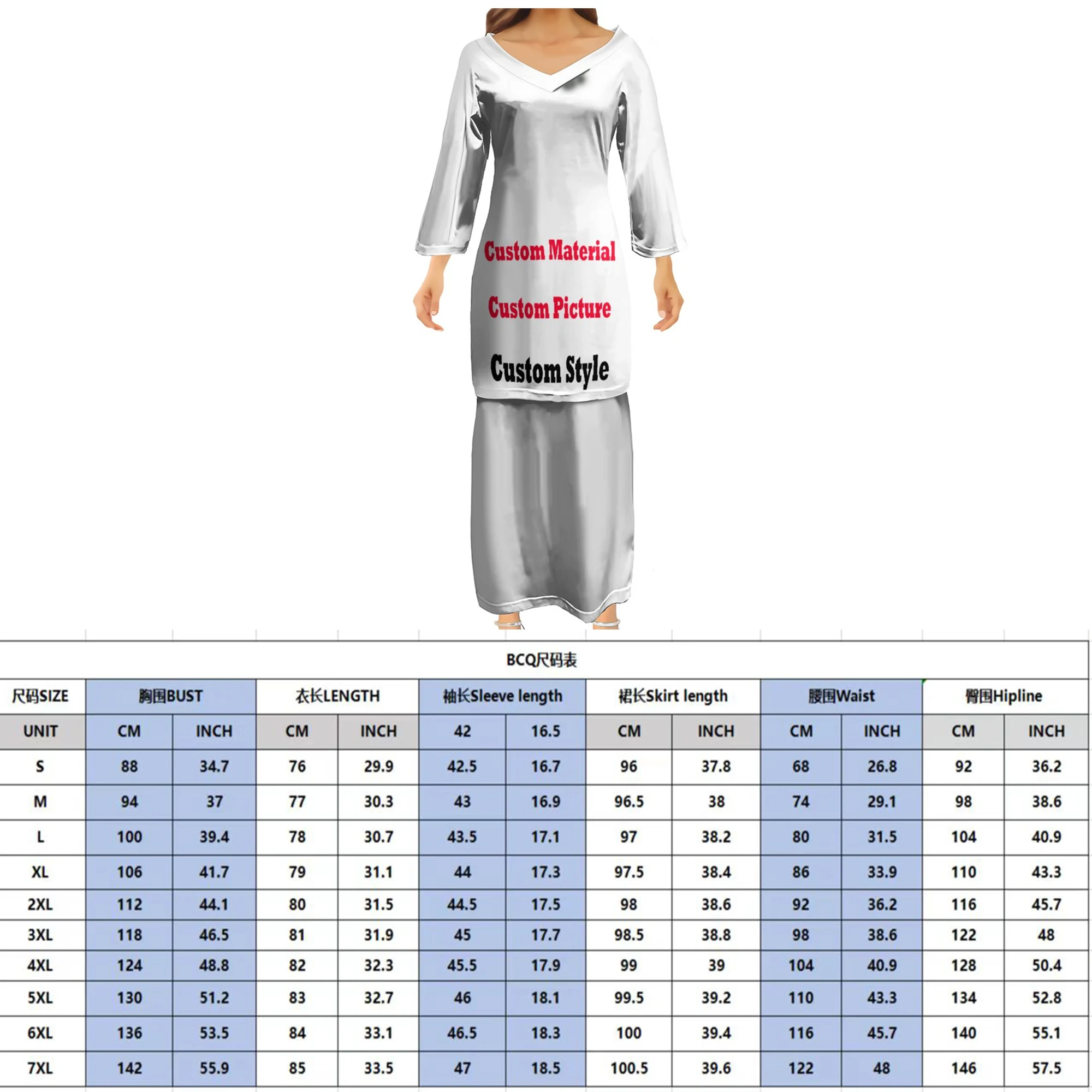 New V-neck puletasi Polynesian Traditional church uniform custom women two piece sets tapa designs Ptaha Pacific Island Clothing