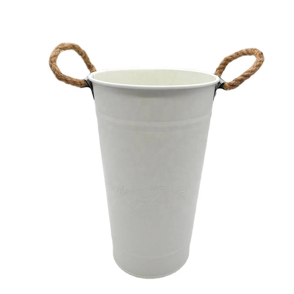 With Top Rope Handle Metal Bucket/Vase