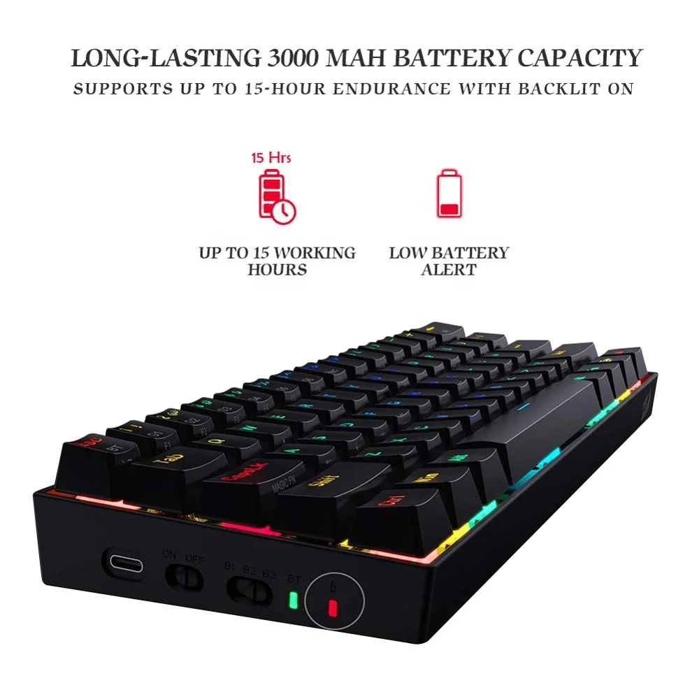
Redragon K530 Draconic 60% Compact RGB Wireless Mechanical Keyboard 