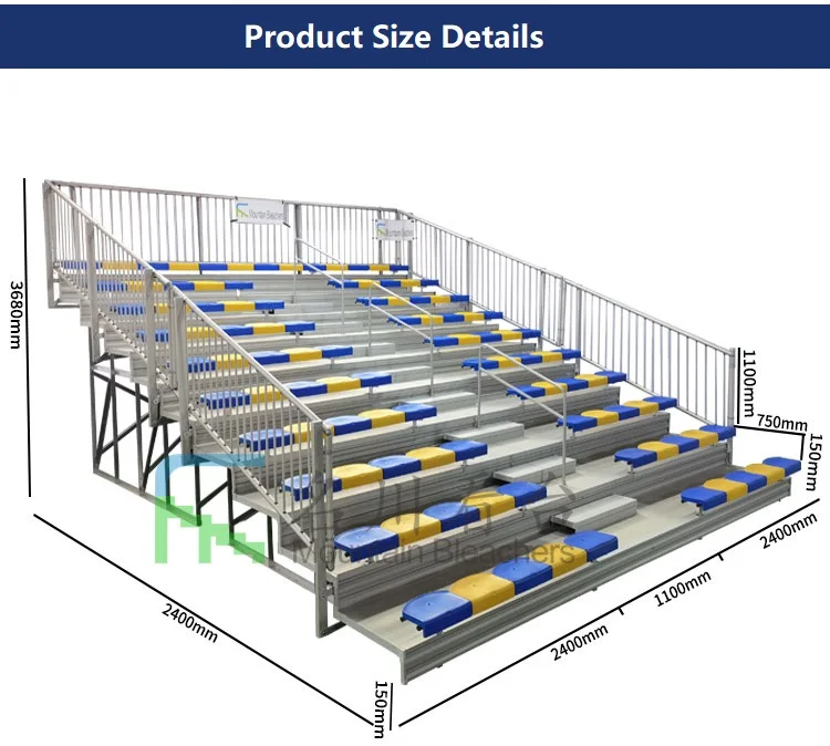 10 rows Aluminum Alloy steel grandstand seating bleachers on sale for football pitch