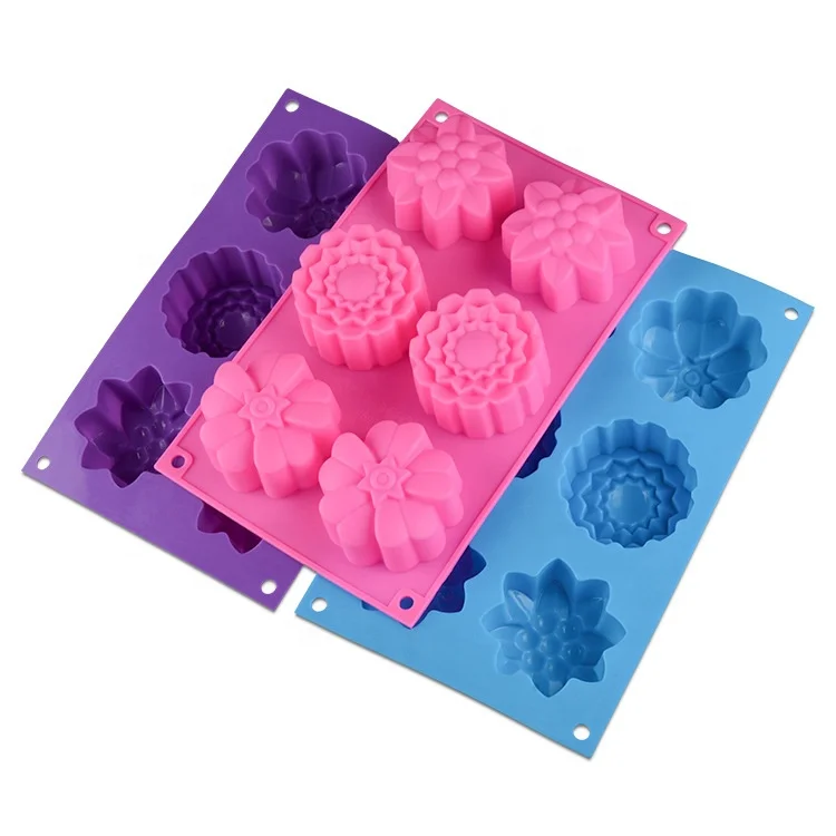 
Factory Soap Fondant Heat Resistant Round Flower Custom Silicone Moon Cake Mold 