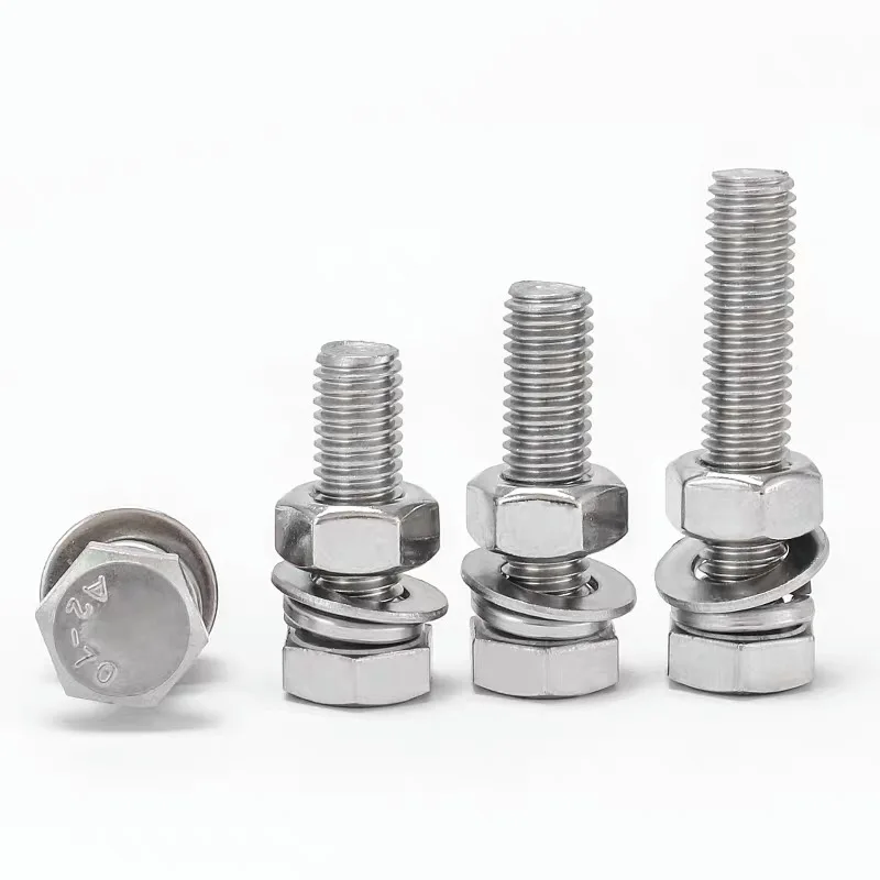 DIN933/931 304 316 Stainless Steel Carbon Steel Hex Head Bolts Nuts Washers