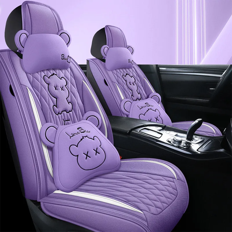 Luxury Universal Leather linen Auto Car Seat Cover full Seat Cover Cushion car accessories
