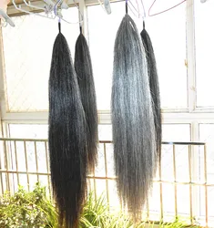 Medium Grey Natural Loop False Horse Tail Extension 70-75CM Double Thickness With Real Horse Hairs For Sale