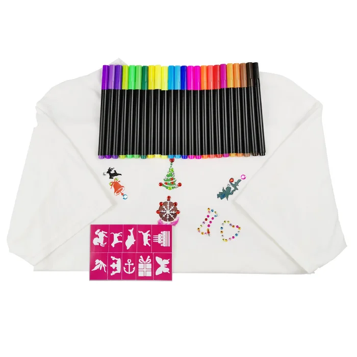 Dual Tips Double Colors Markers Chisel and Bullet Tips Fabric Marker Waterproof and Permanent Textile Markers