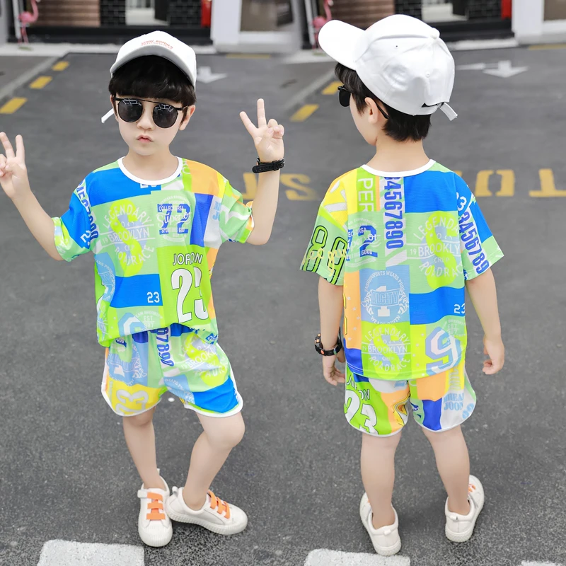 
DRBKX2005B11 New design kids t shirts+shorts set high quality fashion boy summer clothes wholesale boy clothing sets 