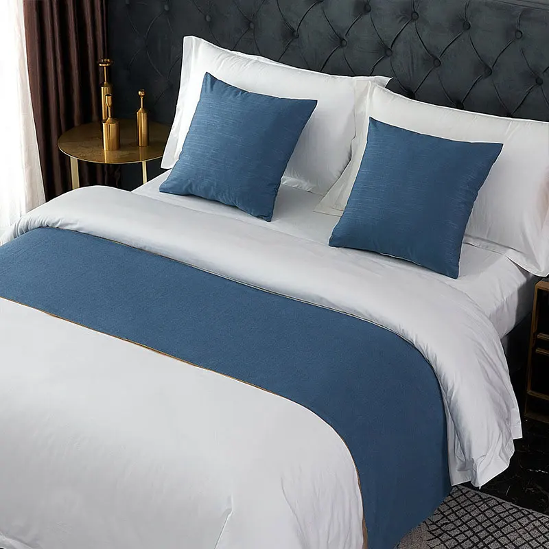 Hotel high quality bed linen 4 pieces duvet cover bed sheet 4 piece bedding set with Bed flag