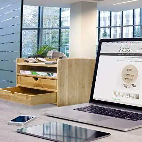 organizadores de escritorios table organizer Drawer Organizer 3-Tier Bamboo Desktop Organizer with Drawers for Home or Offi