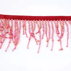 Garment Accessories Custom make beaded fringe  Heavy hand beaded trim fringe lace  Long fringe with beads