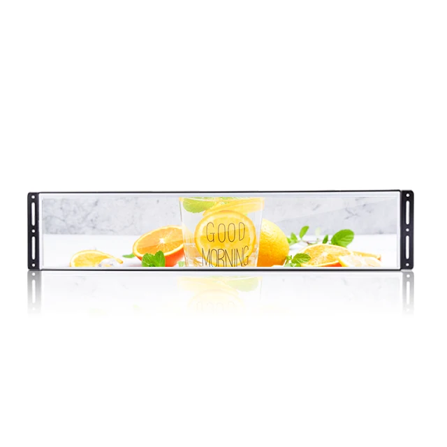 28 inch Stretch Bar Totem Display LCD Taxi High Brightness Strip Wide Supermarket Led Advertising Screen