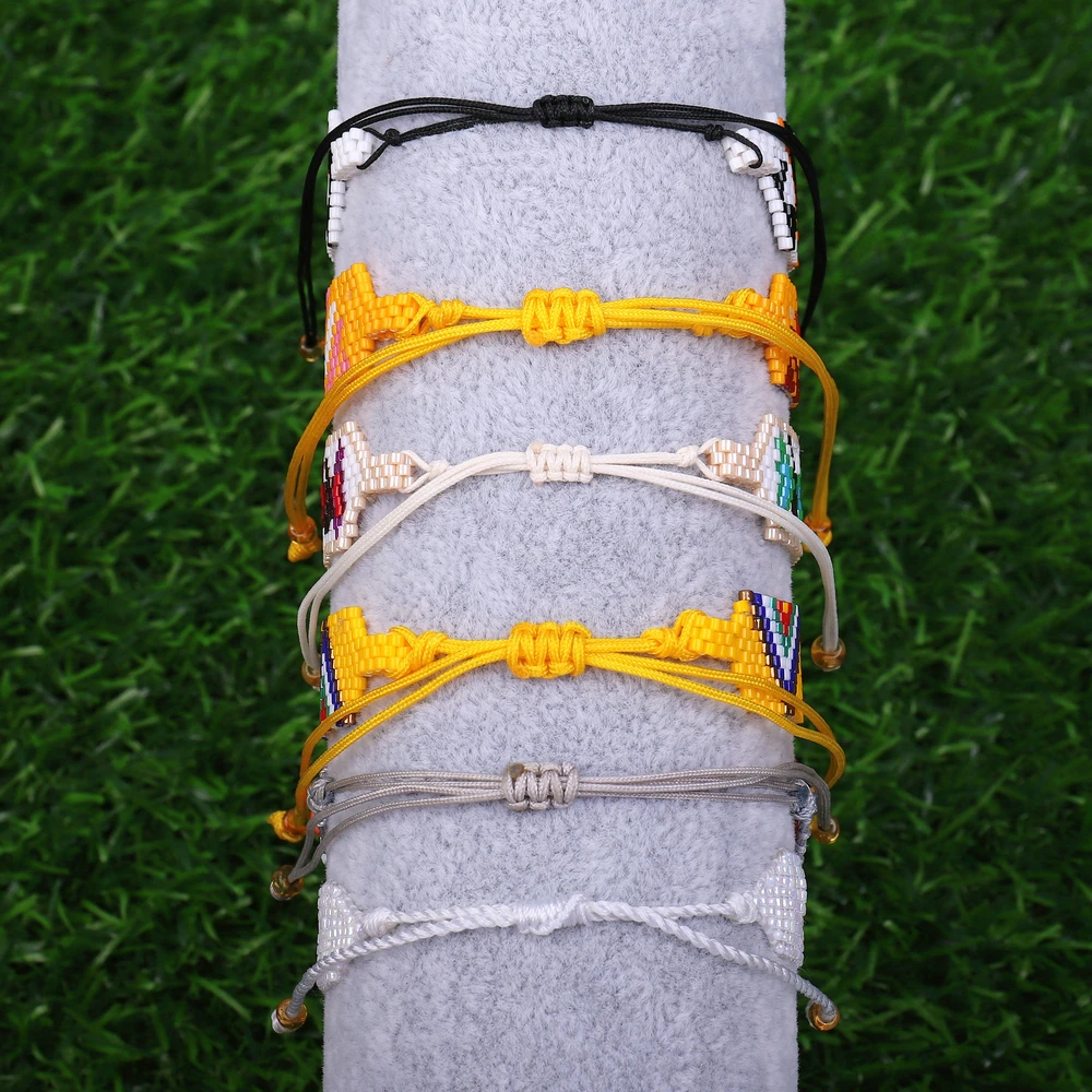 2021 Miyuki Beads Handmade Pattern Graffiti  Rope Chain Weave Adjustable Bracelet for Women