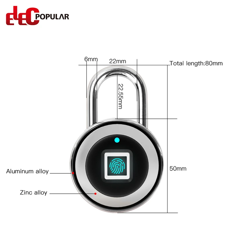 Elecpopular EP-P2  Fingerprint Lock Keyless Waterproof Anti-Theft Smart Lock Fingerprint Padlock
