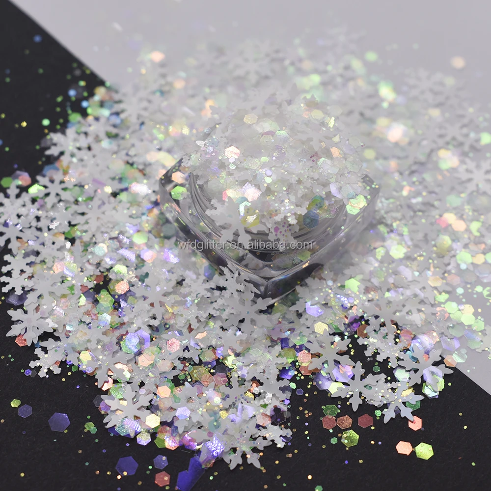 2022 Wholesale Snowflakes Glitter bulk opal glitter chunky mixes glitter for Christmas decoration